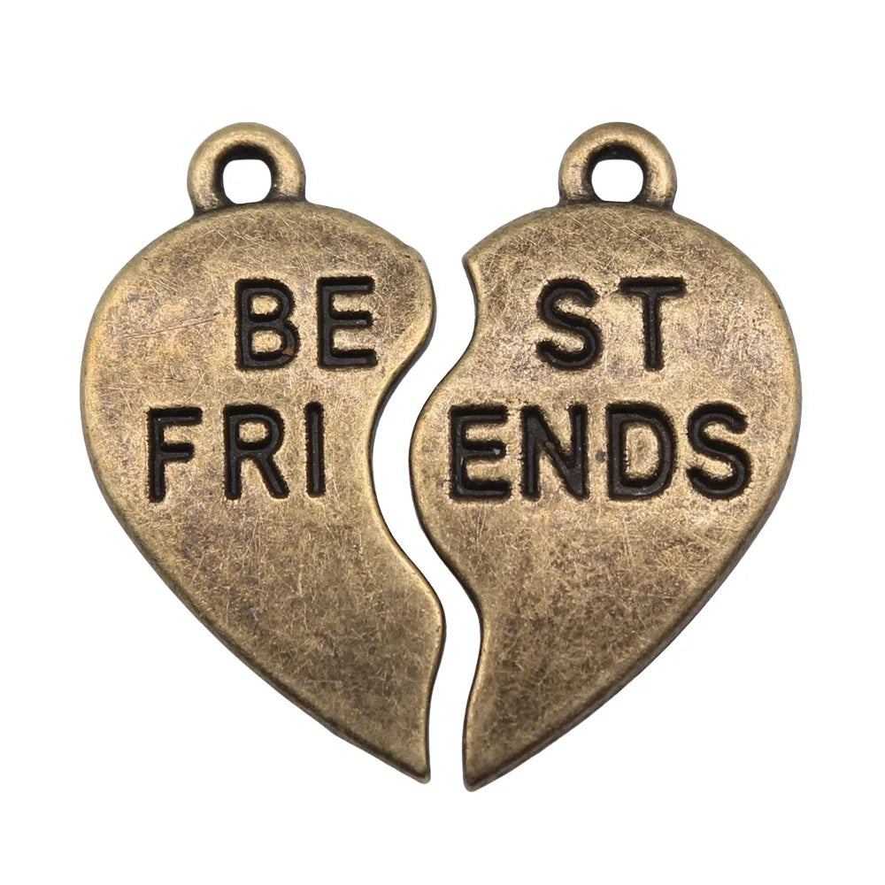 23x22mm 3g Multicolor Zinc Alloy Best Friends Puzzle Heart Charm Pendant for DIY Jewelry Making