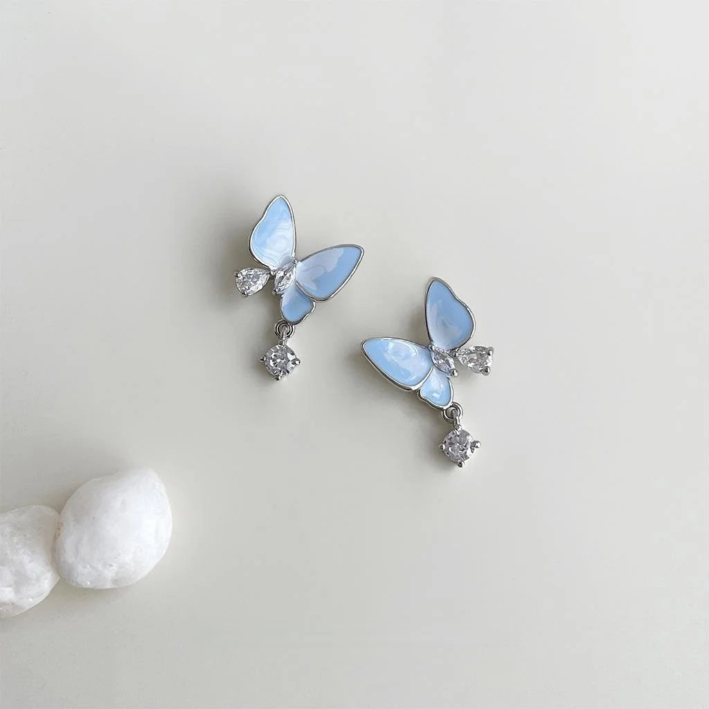 Original Design Ombre Butterfly Copper Stud Earrings Fresh Sweet 2025 Jewelry
