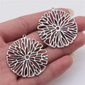 37x40mm 4.8g Antique Silver Zinc Alloy Hollow Filigree Flower Charm Pendant for DIY Jewelry Making