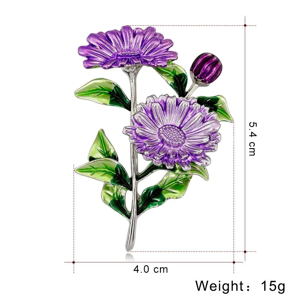 Elegant Enamel Daisy Flower Brooch For Women, Alloy Floral Lapel Pin Corsage Suit Accessory Gift