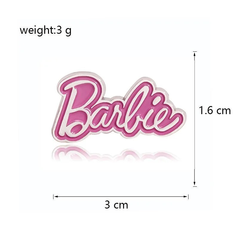 Cute Pink Script Letter Enamel Alloy Brooch, Movie Cartoon Style Metal Lapel Pin Corsage Suit Accessory Gift