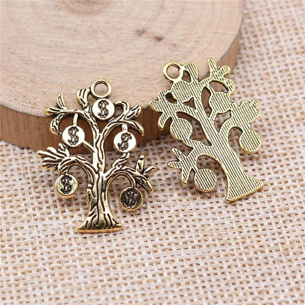 29x22mm 2.6g Antique Silver Zinc Alloy Money Tree Charm Pendant for Bracelet Necklace Making