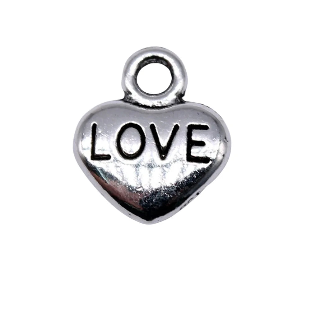 12x10mm 0.9g Antique Silver Zinc Alloy Love Heart Charm Pendant for DIY Bracelet Necklace Making