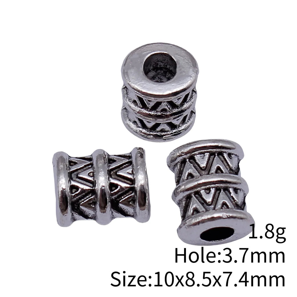 10x8.5x7.4mm 1.8g Antique Silver Zinc Alloy Double Layer Textured Spacer Beads for DIY Bracelet Making