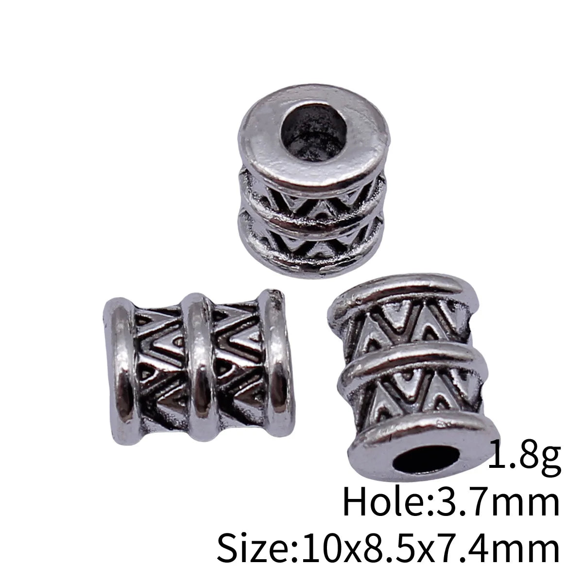 10x8.5x7.4mm 1.8g Antique Silver Zinc Alloy Double Layer Textured Spacer Beads for DIY Bracelet Making