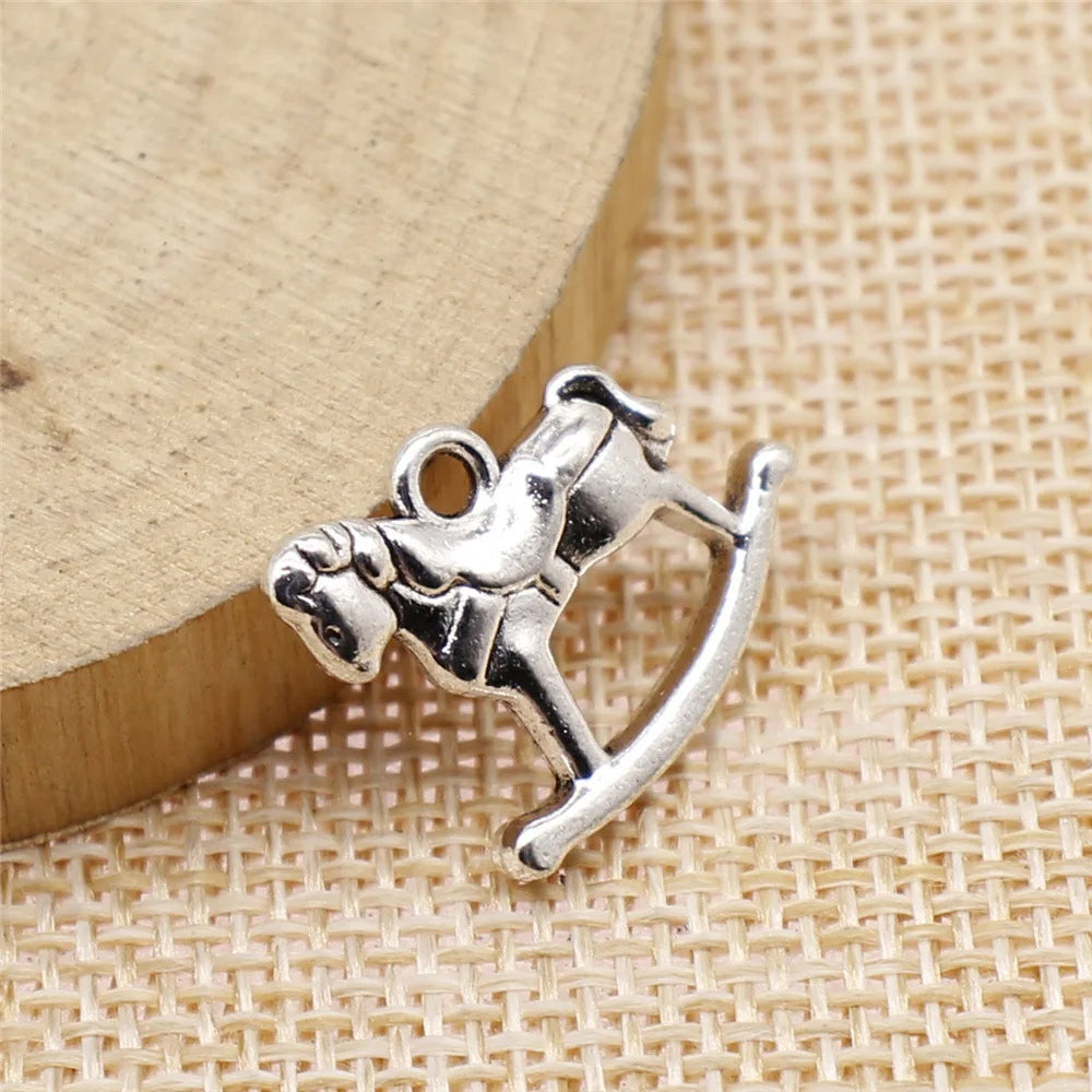 19x18mm 2.3g Multicolor Zinc Alloy Rocking Horse Charm Pendant for DIY Necklace Bracelet Jewelry Making