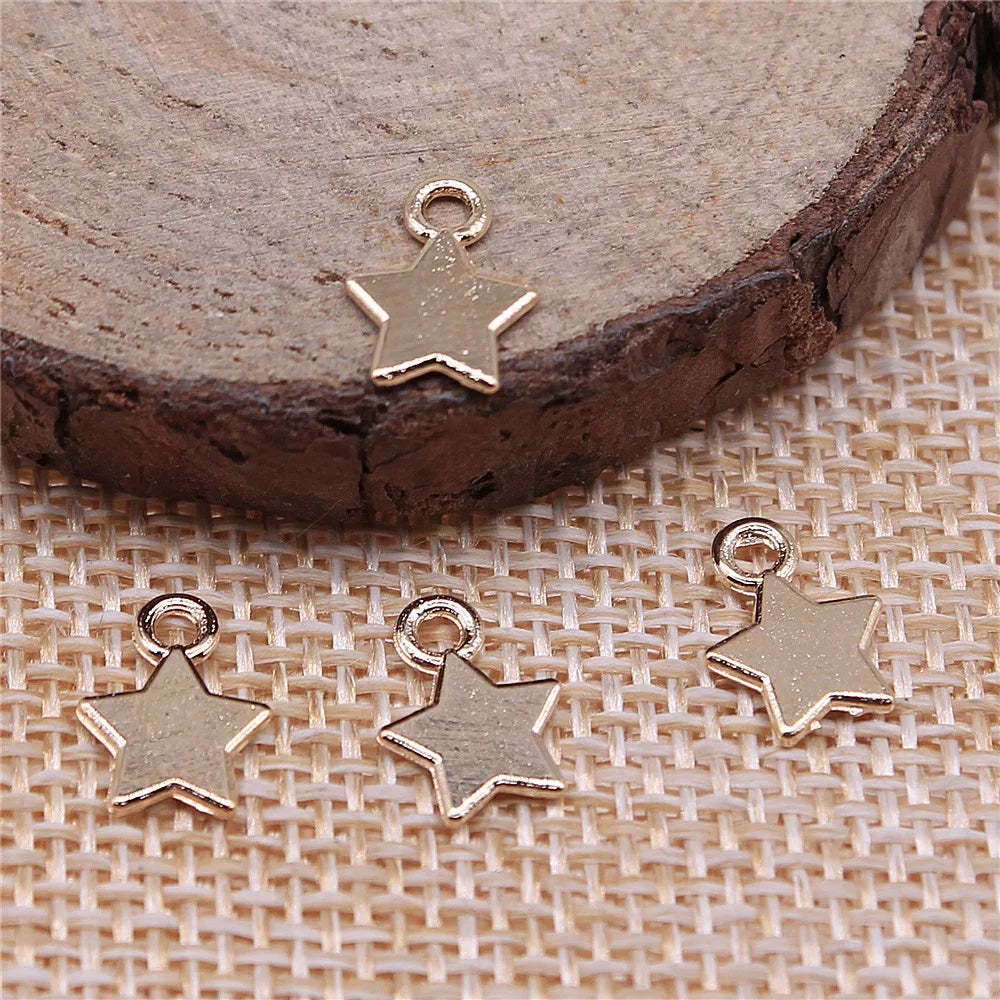 8x10mm 0.2g Multicolor Zinc Alloy Five Point Star Charm Pendant for DIY Necklace Bracelet Making
