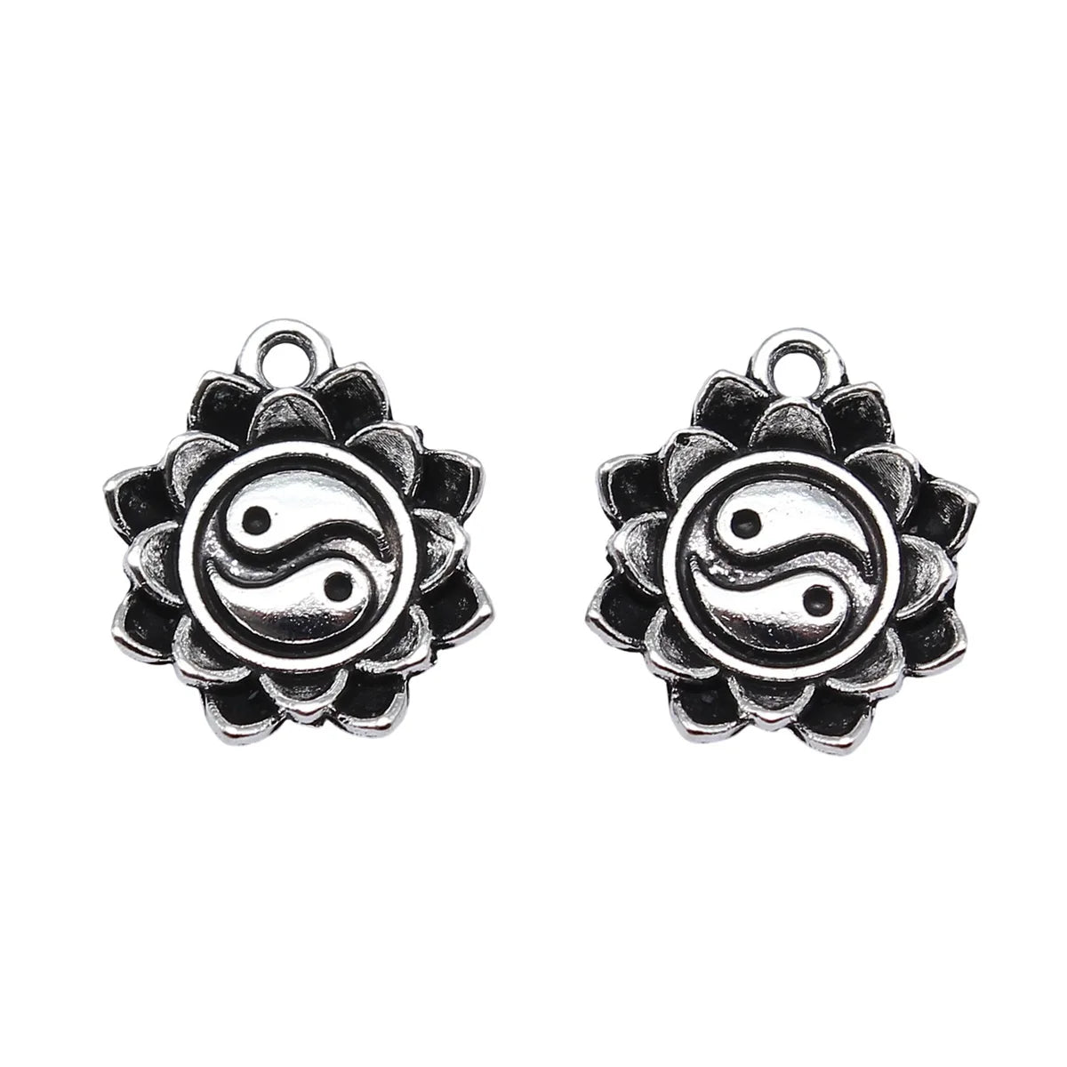 13x16mm 1.6g Antique Silver Zinc Alloy Tai Chi Lotus Charm Pendant for DIY Necklace Bracelet Making