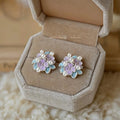 Fresh Sweet Floral Enamel Drip Glaze High Luster Pearl Zircon Micro Pave Stud Earrings