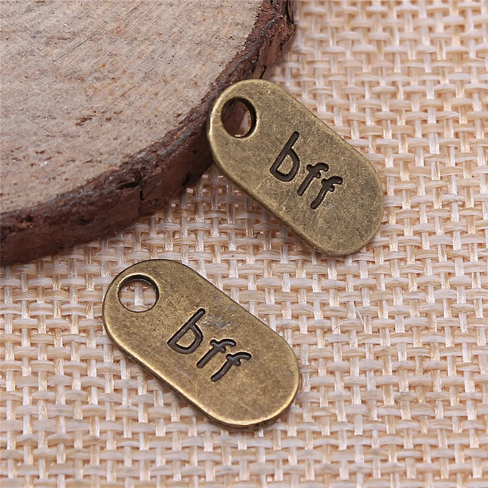 18x9mm 1.1g Zinc Alloy BFF Best Friend Forever Word Letter Charm Pendant for DIY Friendship Jewelry