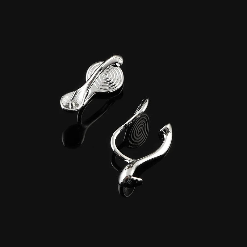 Elegant Silver Alloy Spiral Disc Ear Cuff Hooks, Stud & Clip On No Piercing DIY Invisible Clip Earrings