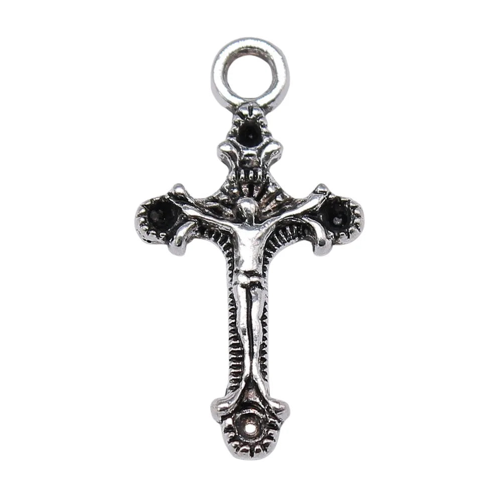 22x11mm 0.6g Antique Silver Zinc Alloy Cross Charm Pendant for DIY Bracelet Necklace Jewelry Making