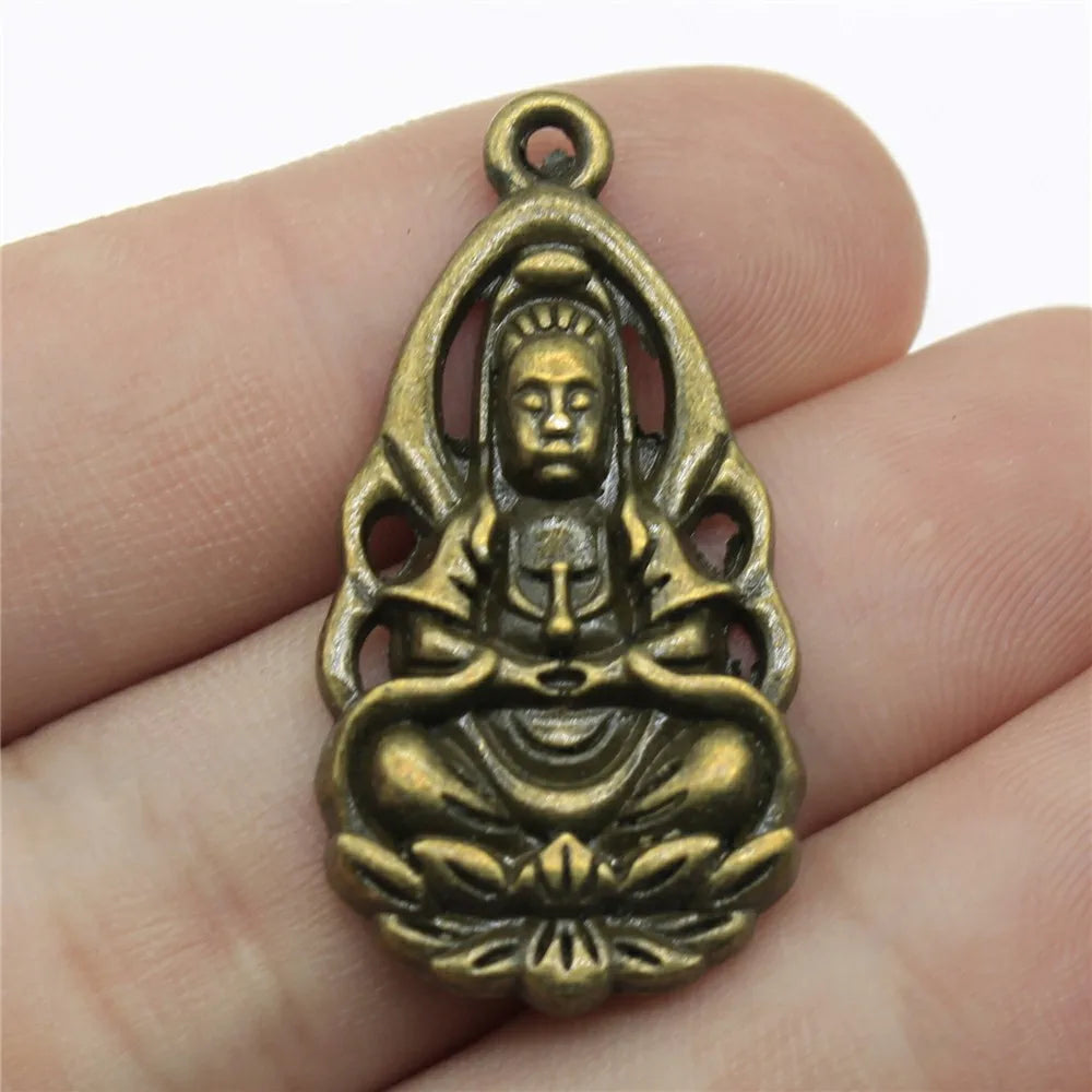36x18mm 5.2g Multicolor Zinc Alloy Buddha Charm Pendant for DIY Jewelry Making