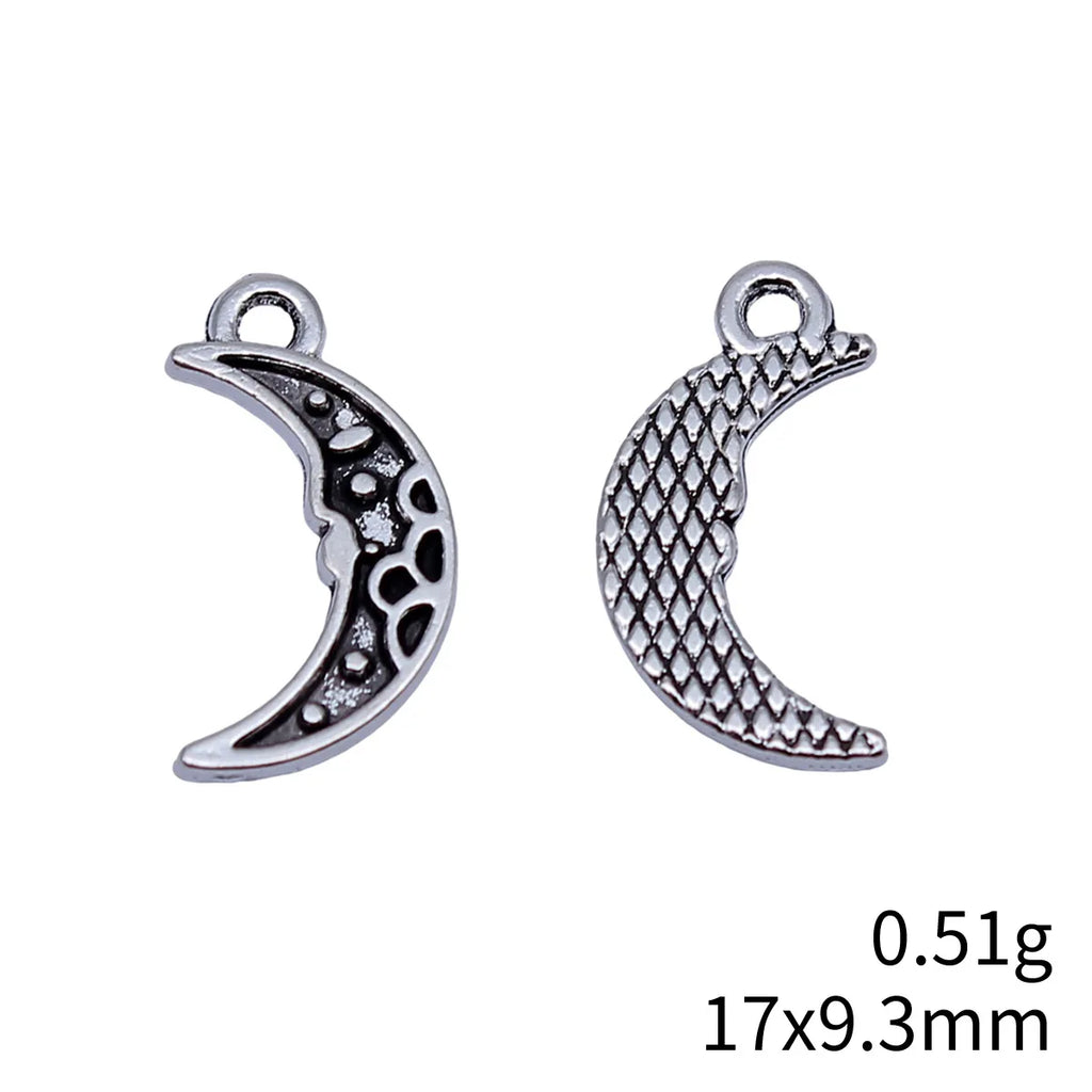 17x9.3mm 0.51g Multicolor Zinc Alloy Moon Charm Pendant for DIY Necklace Bracelet Jewelry Making
