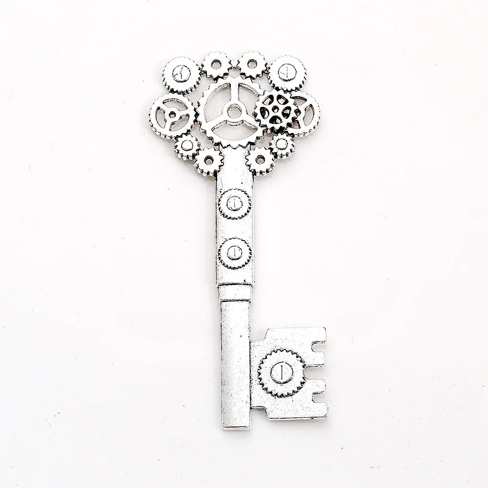 71x32MM Zinc Alloy Gear Key Charm Pendant for DIY Necklace Bracelet Jewelry Making