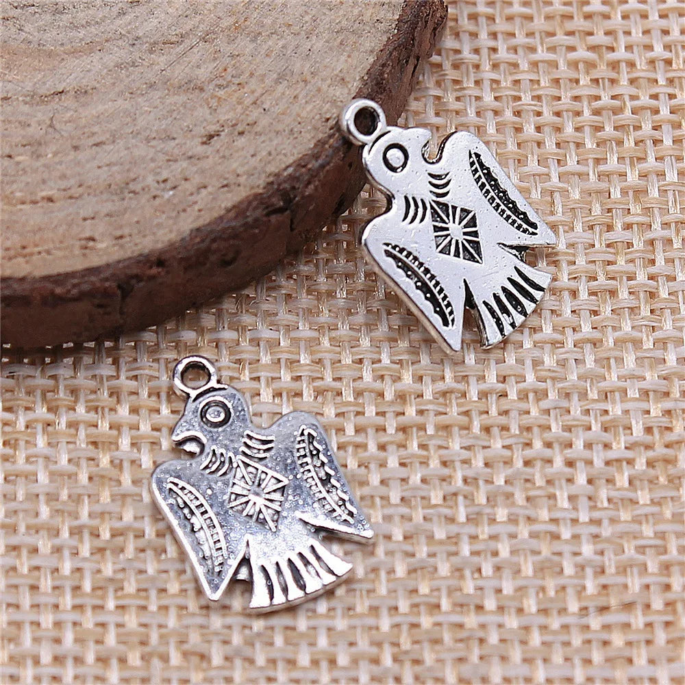 12x19mm 1g Antique Silver Zinc Alloy Thunderbird Bird Charm Pendant for Bracelet Necklace DIY Making