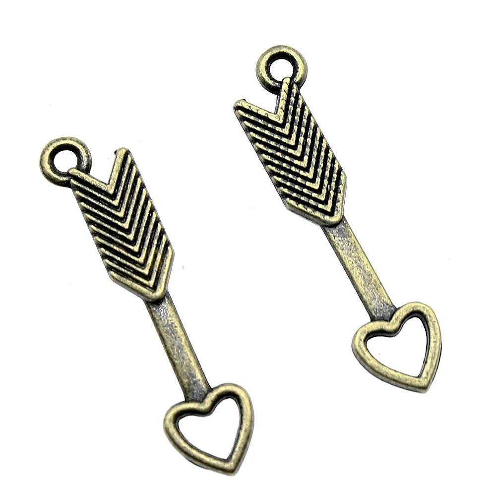 29mm 1g Multicolor Zinc Alloy Heart with Arrow Charm Pendant for DIY Necklace Bracelet Making