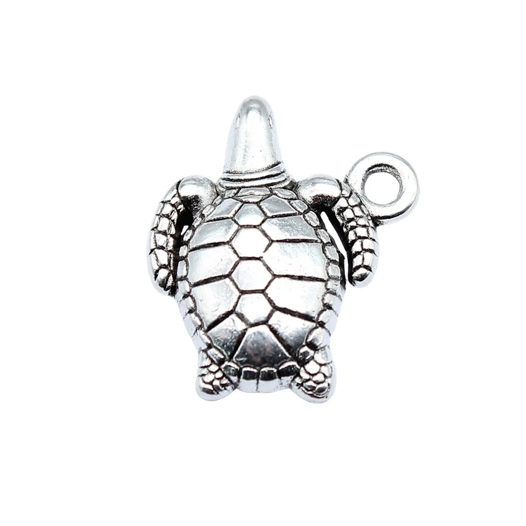 18x16mm 1.4g Antique Silver Zinc Alloy Sea Turtle Charm Pendant for DIY Necklace Bracelet Jewelry Making
