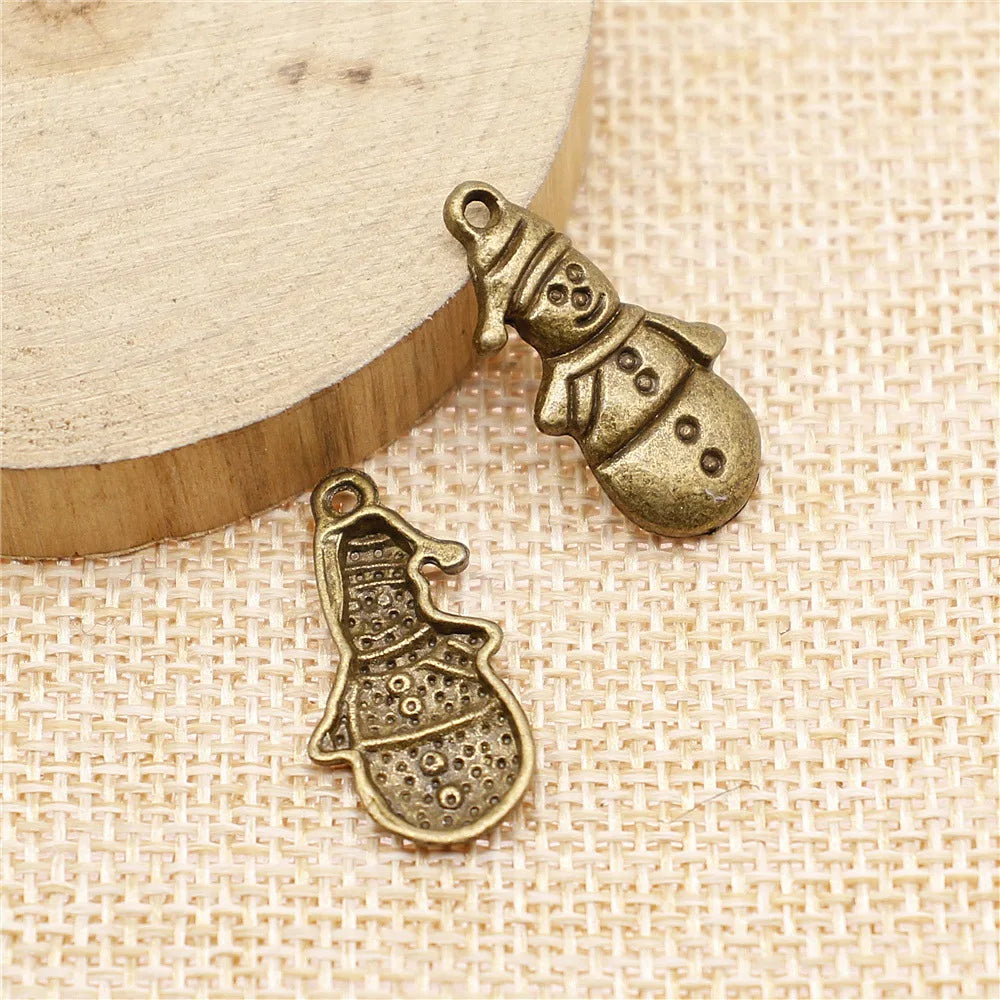 25x12mm 1.1g Multicolor Zinc Alloy Snowman Charm Pendant for Christmas Bracelet Necklace Making