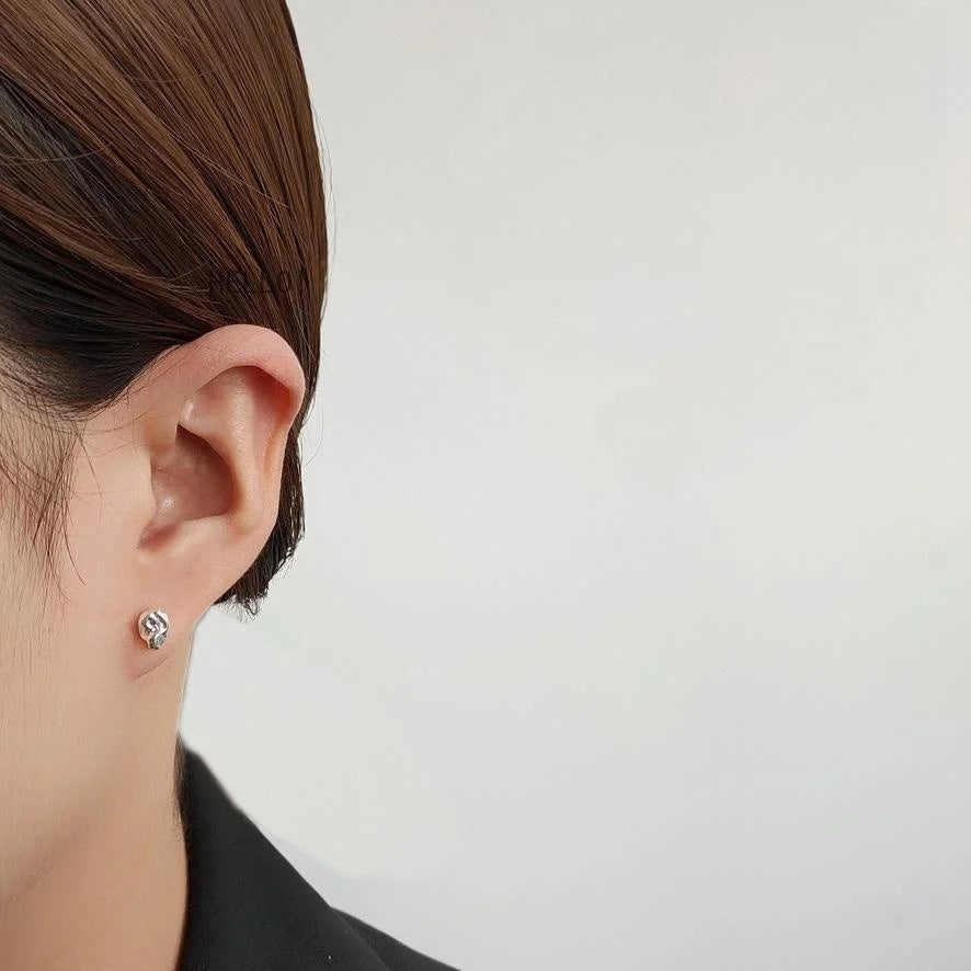 14K Gold Plated Copper Irregular Geometric Stud Earrings For Women Minimalist Trendy Jewelry