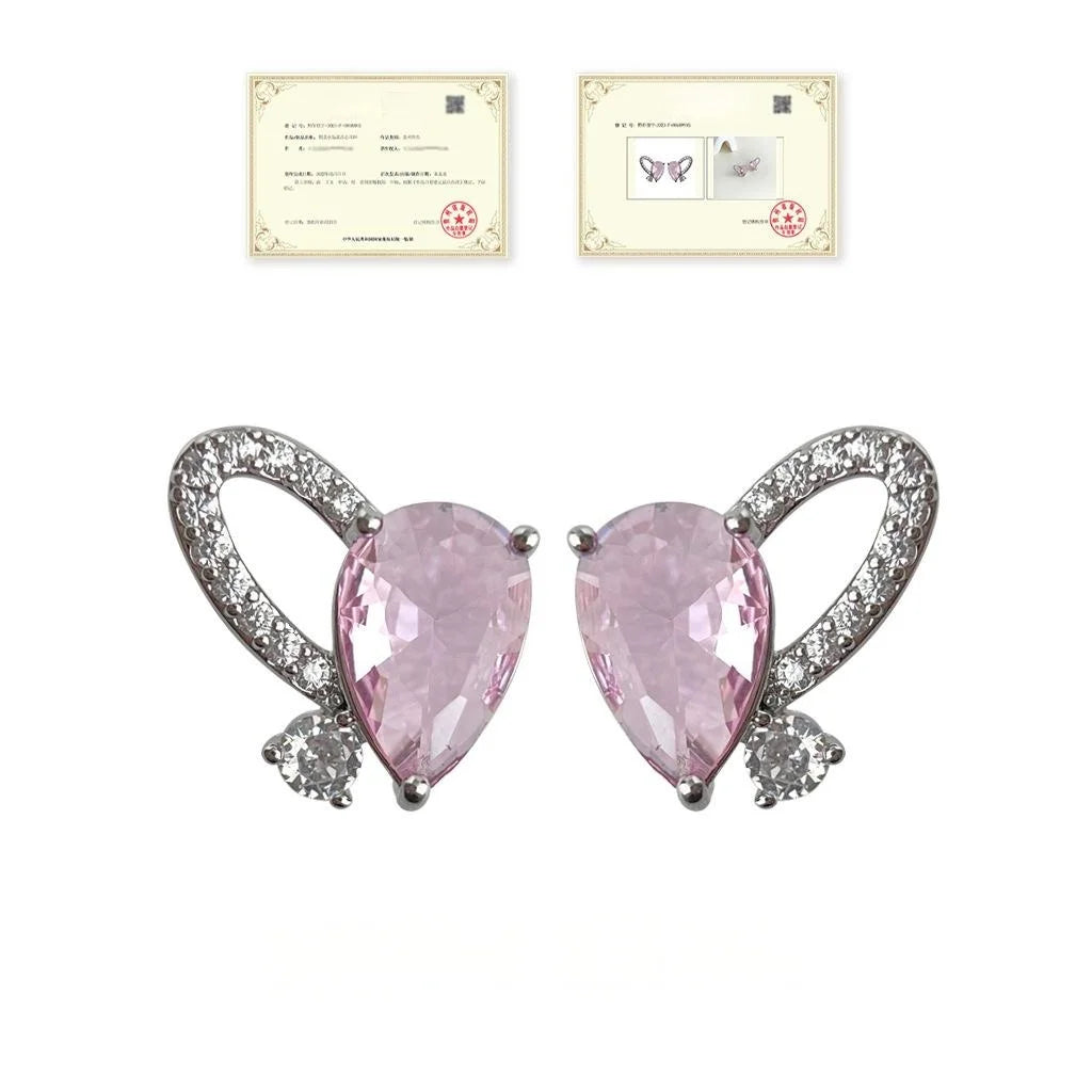 Original Design Irregular Heart Micro Pave Zircon Copper Stud Earrings