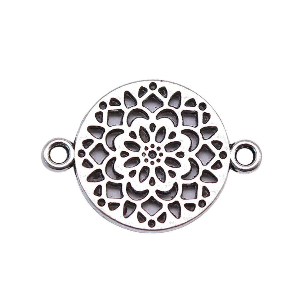 14x20mm 0.8g Multicolor Zinc Alloy Flower Filigree Connector Charm for DIY Jewelry Making