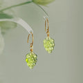 Translucent Czech Glass Grape Drop Earrings Fresh Sweet Green Fruit Forest Style Jewelry