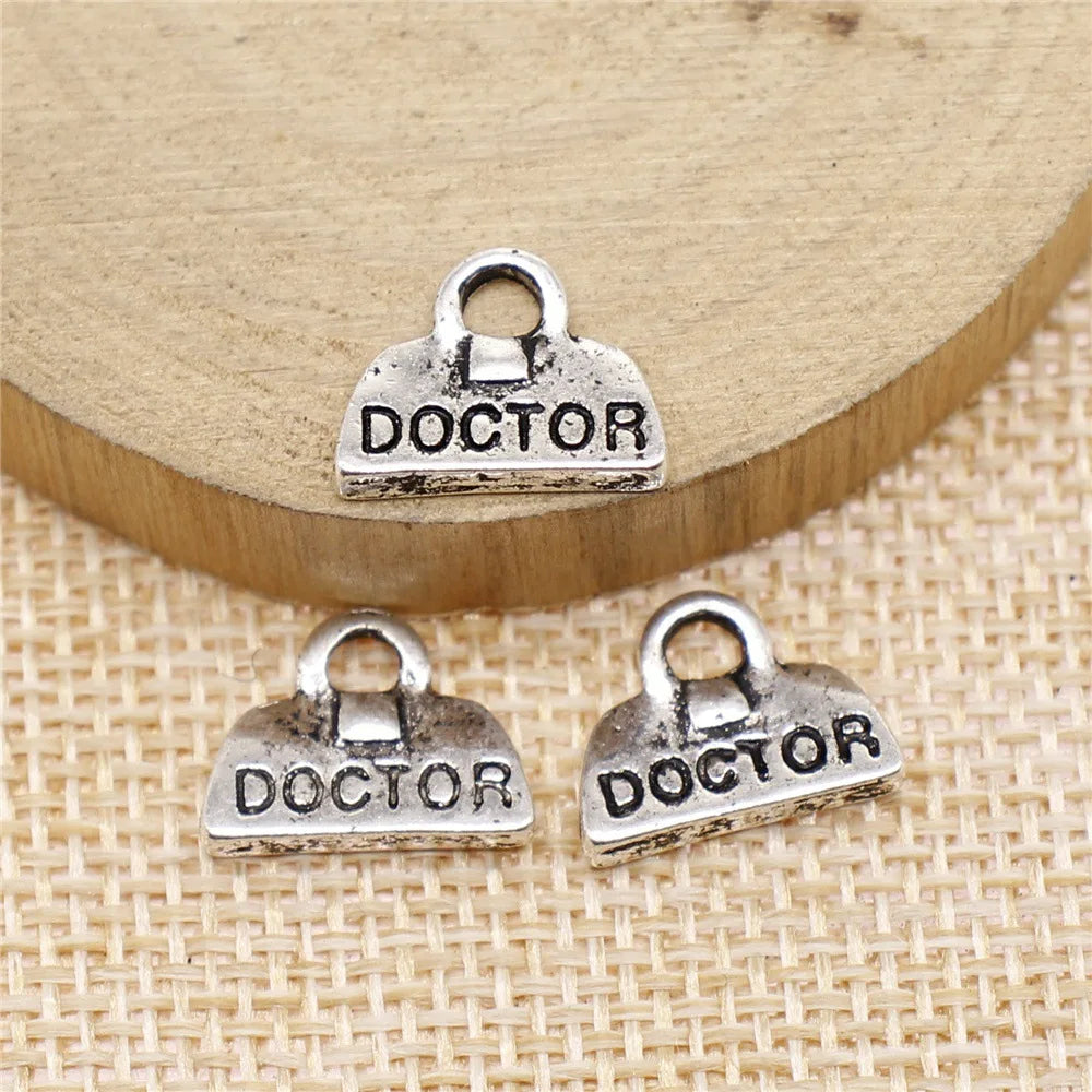 11x14mm 1g Antique Silver Zinc Alloy Doctor Medical Bag Charm Pendant for DIY Jewelry Making