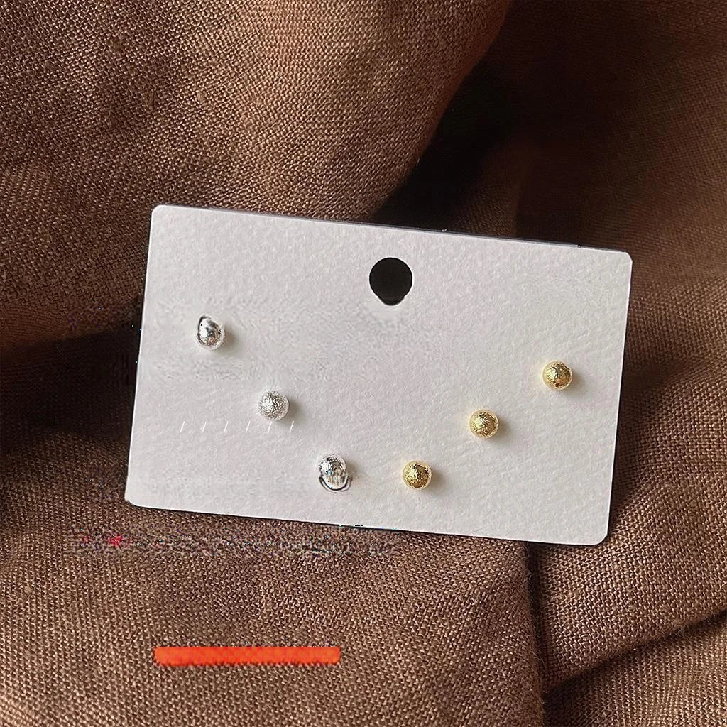 14K Gold Plated Copper Round Frosted Texture Stud Earrings Minimalist Daily Jewelry
