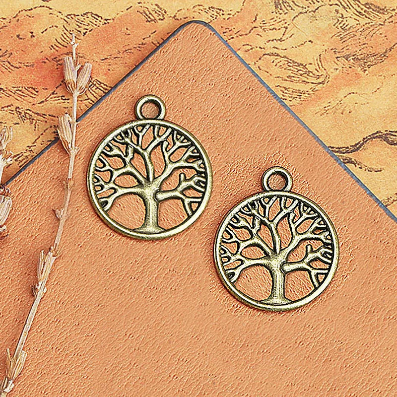 20MM Zinc Alloy Tree Of Life Charm Pendant Round for DIY Necklace Bracelet Jewelry Making