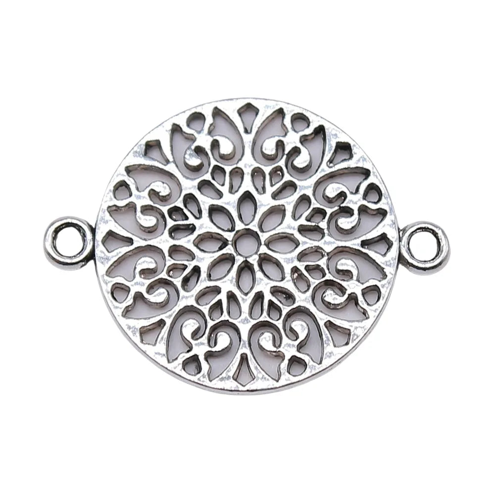 18x24mm 1.2g Antique Silver Zinc Alloy Flower Filigree Connector Charm for DIY Jewelry Making