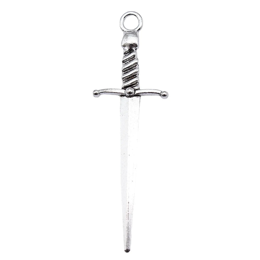 58x18mm 2.6g Antique Silver Tone Zinc Alloy Sword Weapon Charm Pendant for Cosplay DIY Jewelry Making