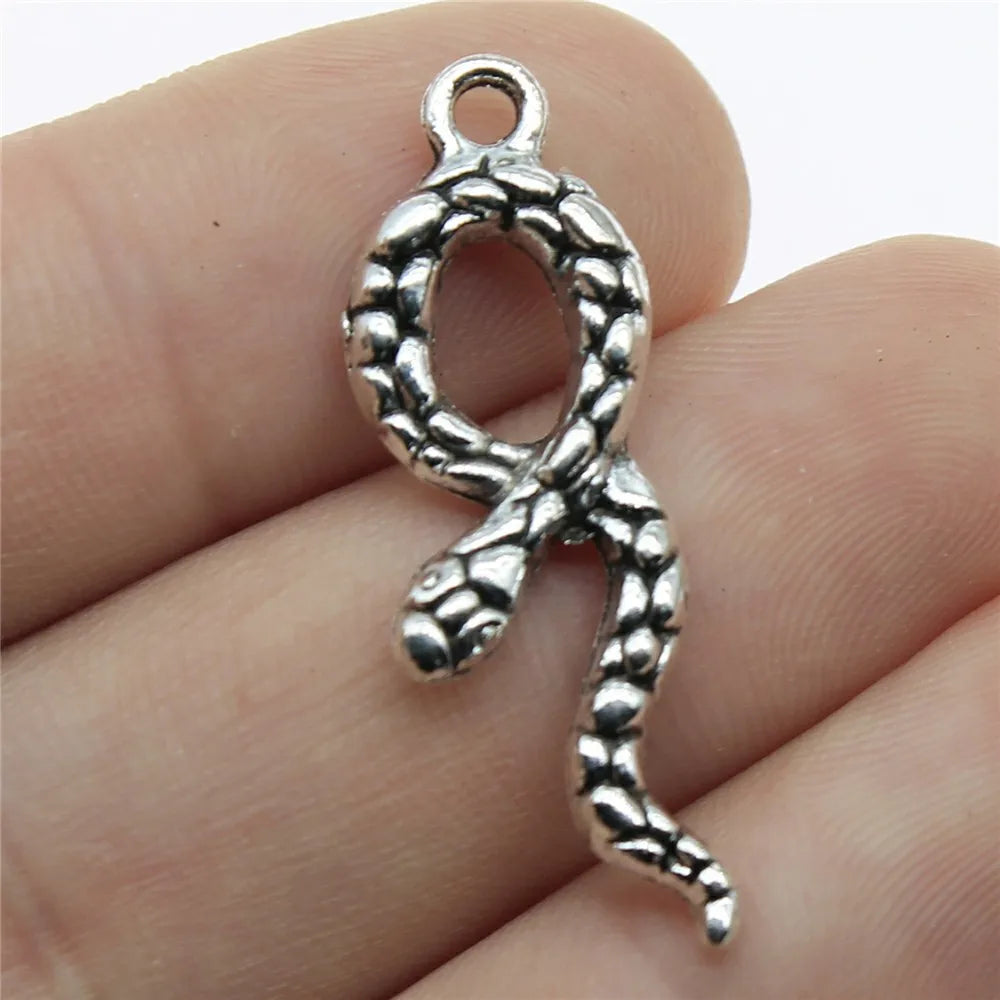 34x11mm 2.2g Antique Silver Zinc Alloy Snake Charm Pendant for DIY Necklace Bracelet Jewelry Making