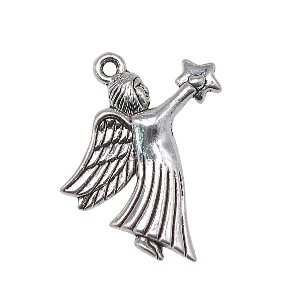 24x16mm 1.2g Antique Silver Zinc Alloy Angel Figure Charm Pendant for DIY Jewelry Making