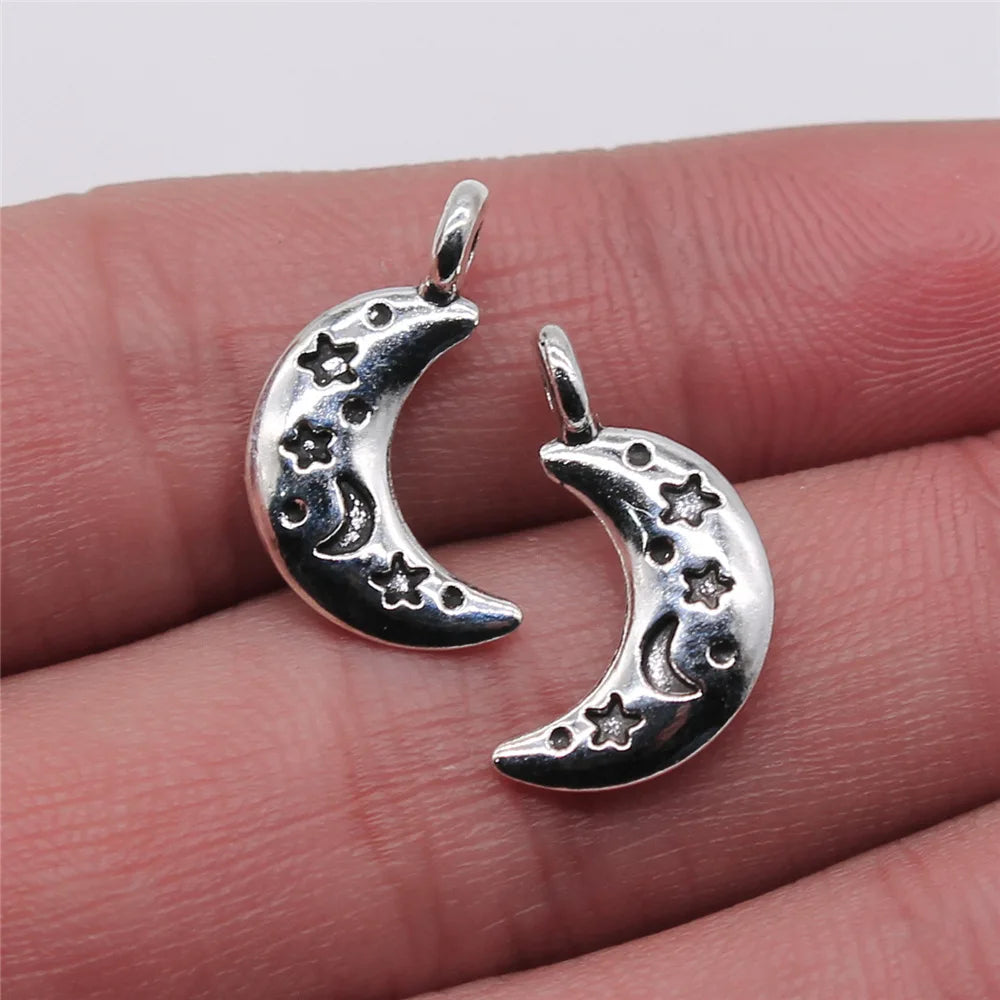 12x19mm 0.8g Multicolor Zinc Alloy Moon Star Charm Pendant for DIY Necklace Bracelet Jewelry Making