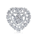 Elegant Korean Style Heart Rhinestone Brooch, Silver Alloy Zircon Lapel Pin Corsage For Women's Suit Gift