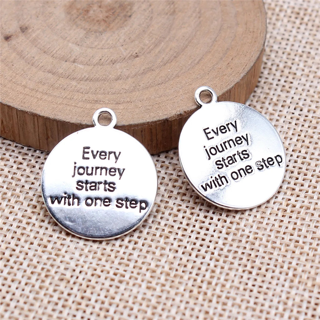 21x28mm 2.8g Zinc Alloy Every Journey Travel Word Tag Charm Pendant for Bracelet Necklace Making