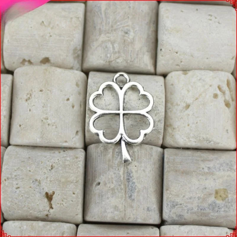 24x17MM Antique Silver Zinc Alloy Four Leaf Clover Charm Pendant for DIY Necklace Bracelet Jewelry Making