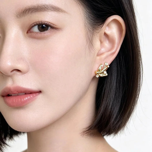 Original Chinese Style Flying Bird Micro Pave Zircon Eco Copper Stud Earrings