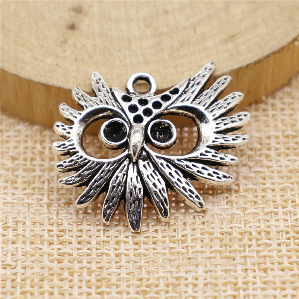 30x26mm 2.7g Antique Silver Zinc Alloy Owl Cat Charm Pendant for Necklace Bracelet Making