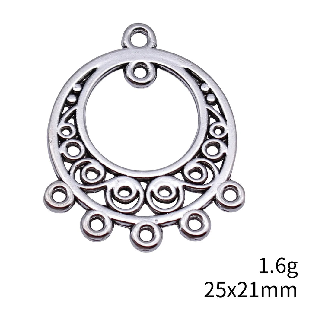 25x21mm 1.6g Antique Silver Zinc Alloy Earring Connector Charm Jewelry Findings for DIY Earring Making