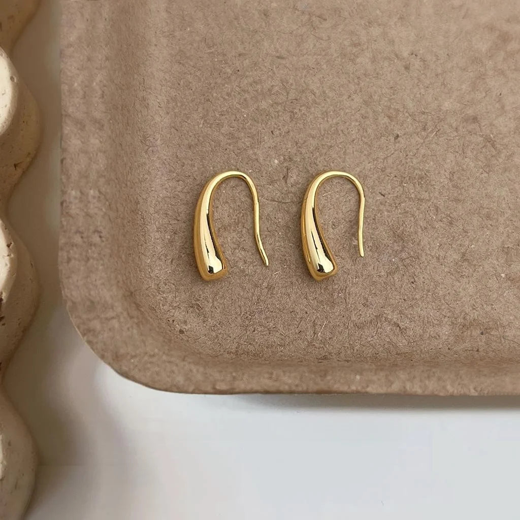14K Gold Plated Copper U Shape Geometric Line Stud Earrings Minimalist European Style