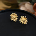 Vintage Style Daisy Sunflower Stud Earrings Copper Floral Petal Design