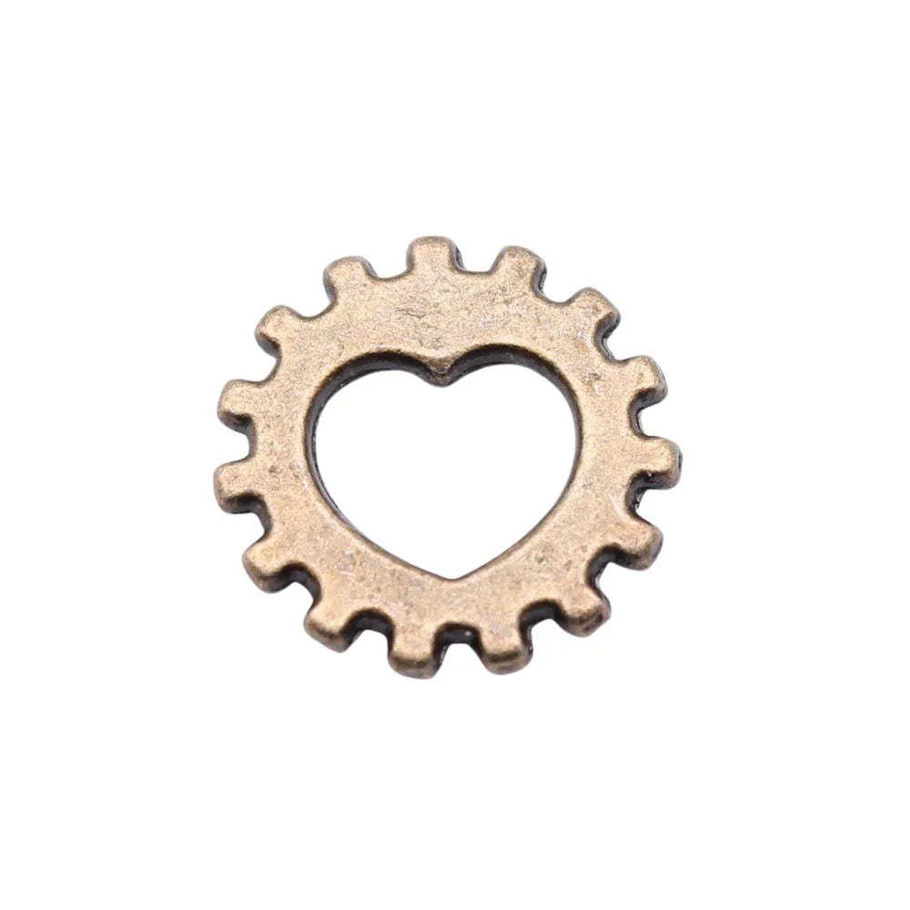 12mm 0.6g Zinc Alloy Gear Heart Charm Pendant for DIY Bracelet Necklace Jewelry Making