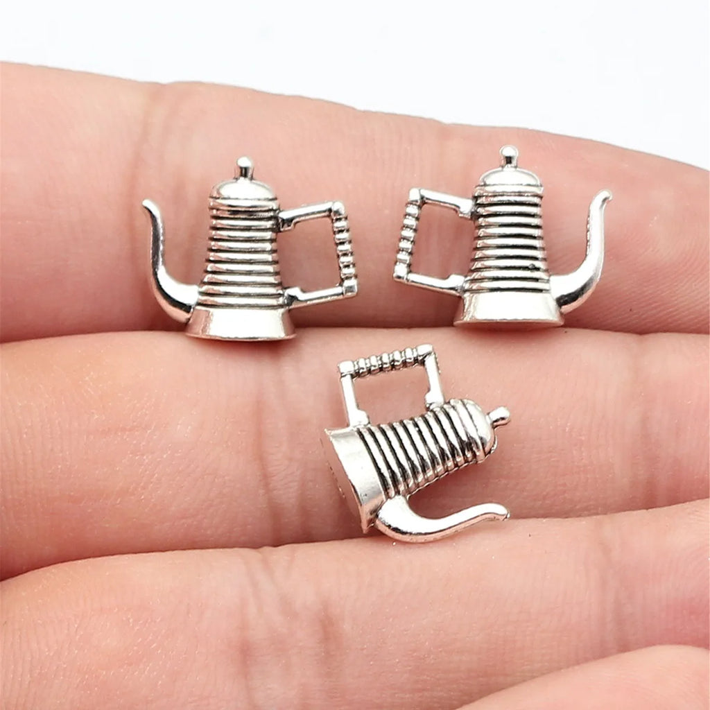 16x14x7.5mm 2.2g Antique Silver Zinc Alloy Teapot Wine Pot Charm Pendant for DIY Necklace Making