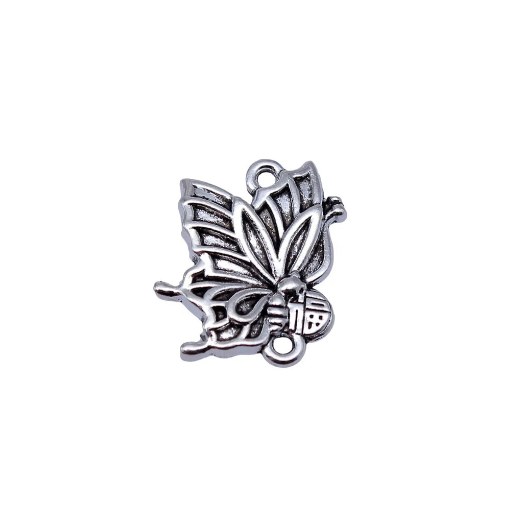 18x15mm 2.3g Antique Silver Zinc Alloy Butterfly Double Sided Charm Pendant for Necklace Bracelet Jewelry Making