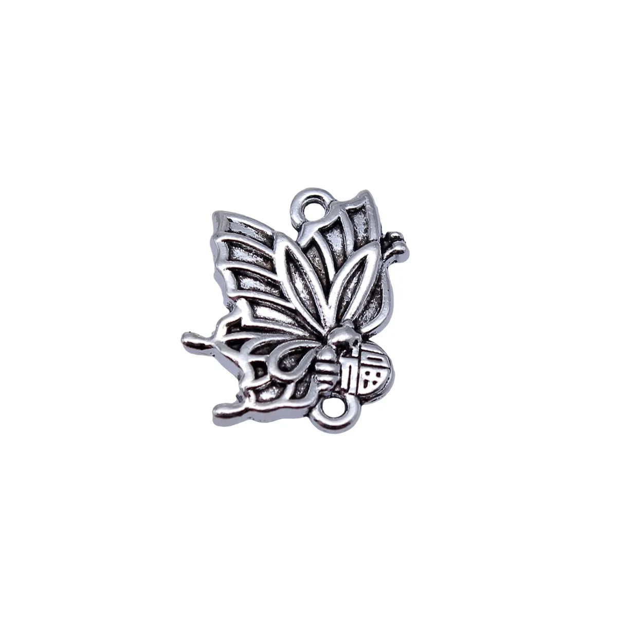18x15mm 2.3g Antique Silver Zinc Alloy Butterfly Double Sided Charm Pendant for Necklace Bracelet Jewelry Making