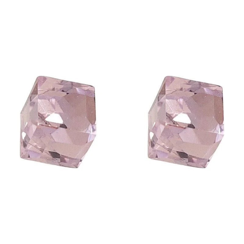Silver Plated Copper Square Glass Crystal Stud Earrings Minimalist Geometric Fashion Jewelry