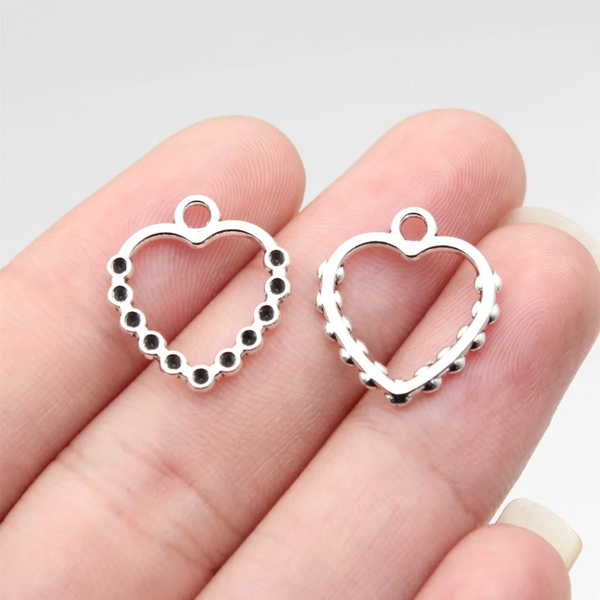 18x16mm 0.64g Antique Silver Zinc Alloy Heart Rhinestone Setting Charm Pendant for DIY Jewelry Making