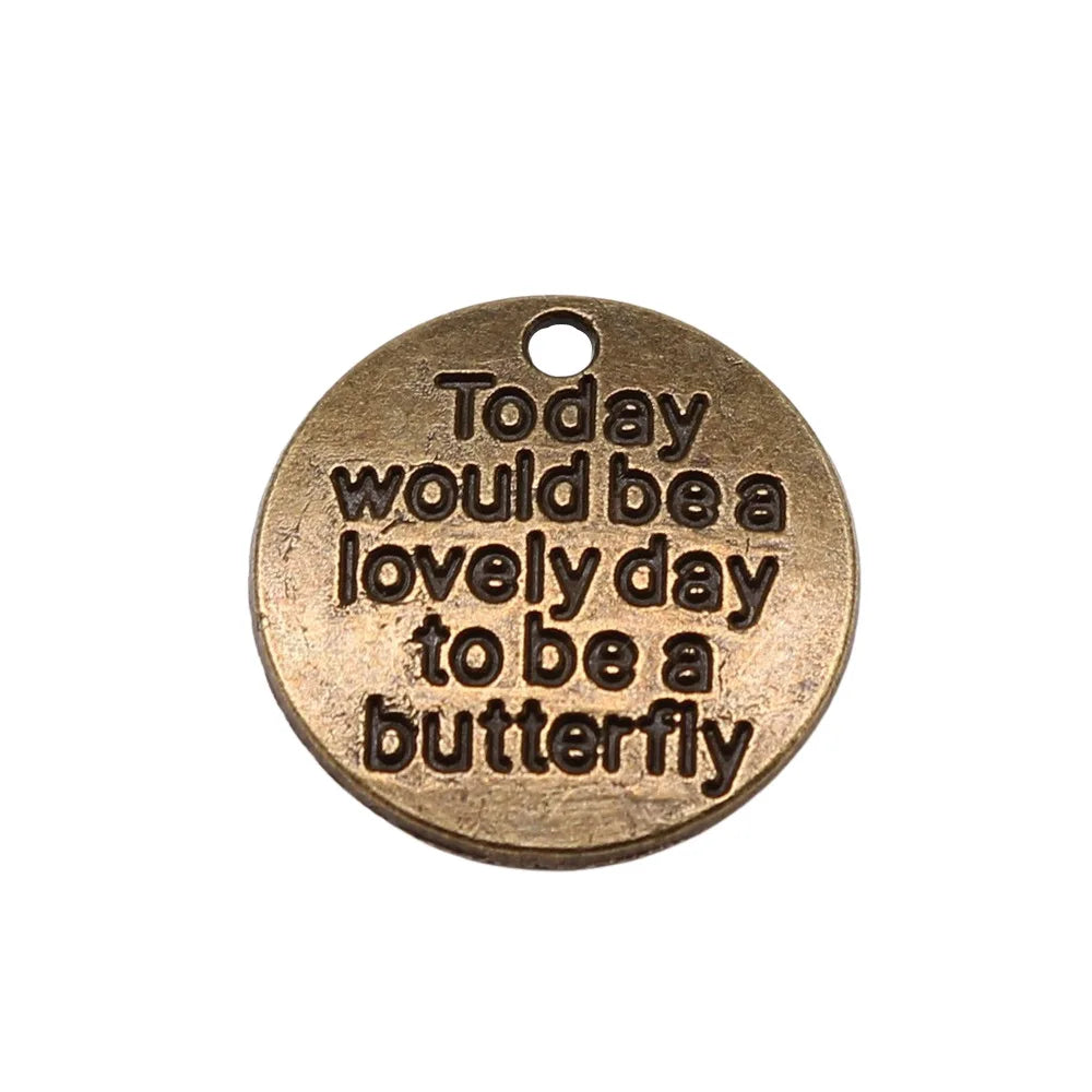 20mm 1.8g Zinc Alloy Butterfly Quote Charm Pendant for Necklace Bracelet Jewelry Making